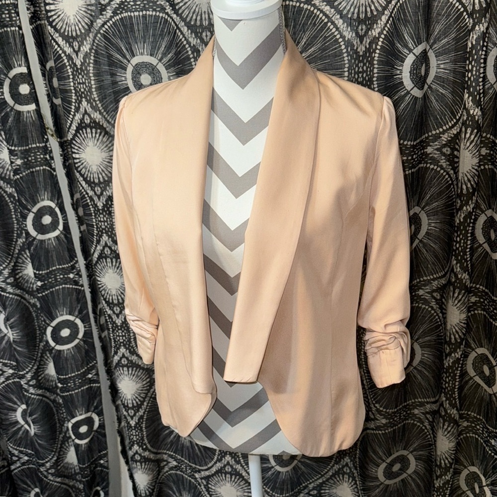 Pale Pink Velvet Heart Blazer - S